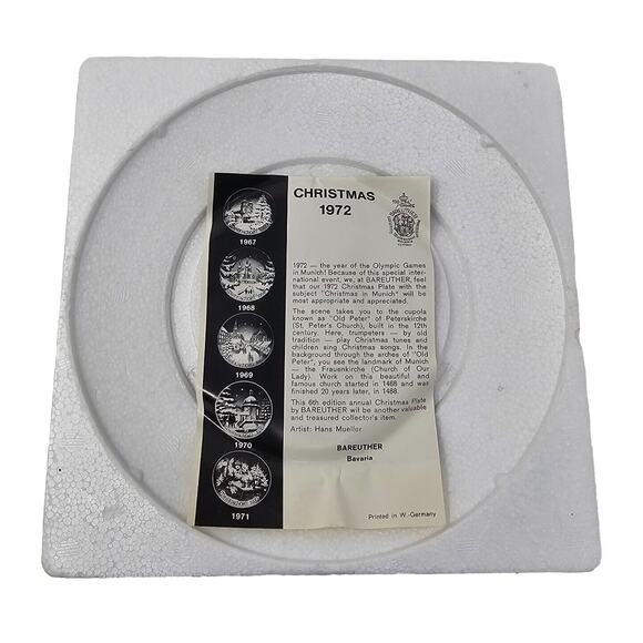 Vtg 1972 BAREUTHER Christmas Plate Frauenkirche From Peters Church Germany - Picture 4 of 11